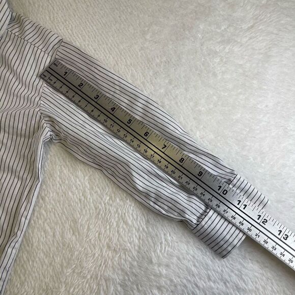 3T Goodlad of Philadelphia White Button Down Shirt Pin Stripe Long Sleeve Collar - Picture 10 of 12